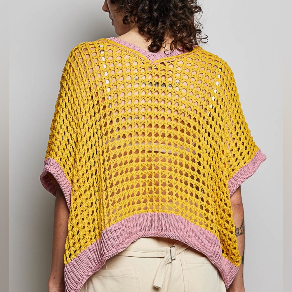 POL Yellow Daisy Crochet Sweater Top Size Medium NWT Boho Festival - Picture 5 of 8